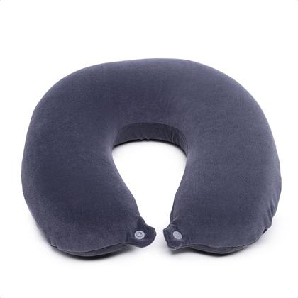 Imagem de Almofada de Pescoço Apoio Encosto CORES ROSA AZUL PRETA Anatômico Padrão PREMIUM NAP Avião Viagem Leitura C/ Botão