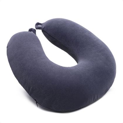 Imagem de Almofada de Pescoço Apoio Encosto CORES ROSA AZUL PRETA Anatômico Padrão PREMIUM NAP Avião Viagem Leitura C/ Botão