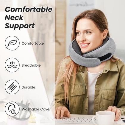 Imagem de Almofada de pescoço de viagem 4litamz 100% viscoelástica com enchimento cinza