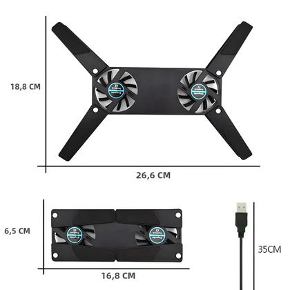 Imagem de Almofada de Resfriamento para Laptop com 2 Ventiladores USB - 10 a 17 Polegadas