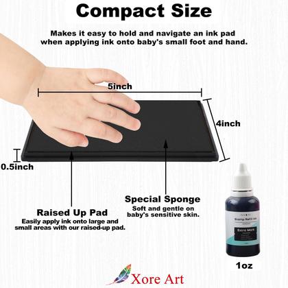 Imagem de Almofada de tinta XoreArt 5x4" grande lavável com tinta de recarga de 30 ml preta