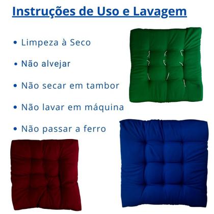Imagem de Almofada Decorativa Futon p/ Assento de Cadeira 60x60cm Tecido Oxford Monte Canto Alemão Preto