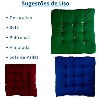 Imagem de Almofada Decorativa Futon p/ Assento de Cadeira 60x60cm Tecido Oxford Monte Canto Alemão Preto