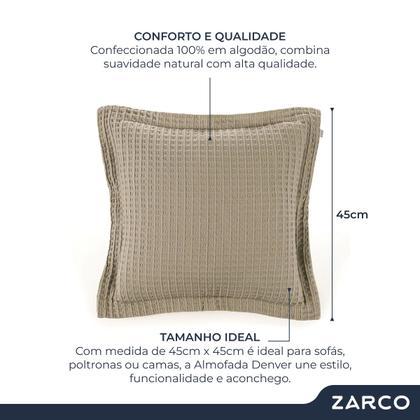 Imagem de Almofada Decorativa Quadrada 100% Algodão Macia Denver 45x45cm Capa com Zíper e Enchimento Karsten