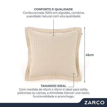 Imagem de Almofada Decorativa Quadrada 100% Algodão Macia Denver 45x45cm Capa com Zíper e Enchimento Karsten