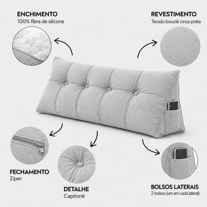 Imagem de Almofada Encosto Triangular Cama Leitura Cabeceira Boucle