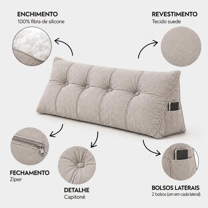 Imagem de Almofada Encosto Triangular Cama Leitura Cabeceira Boucle