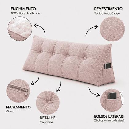 Imagem de Almofada Encosto Triangular Cama Leitura Cabeceira Boucle