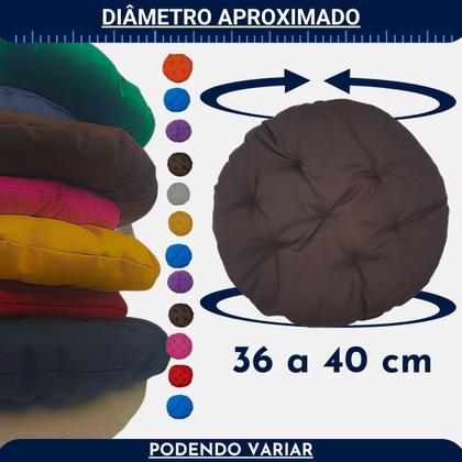 Imagem de Almofada Futton Lisa Redonda Cheia Macia Confortável 40cm Cadeira Sala Jantar Decoração