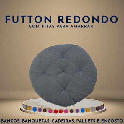 Imagem de Almofada Futton Lisa Redonda Cheia Macia Confortável 40cm Cadeira Sala Jantar Decoração