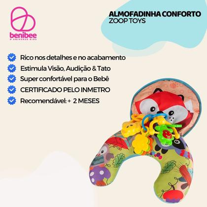 Imagem de Almofada Infantil Conforto Chocalho Interativo Apoio Bebe Tummy Time Zoop