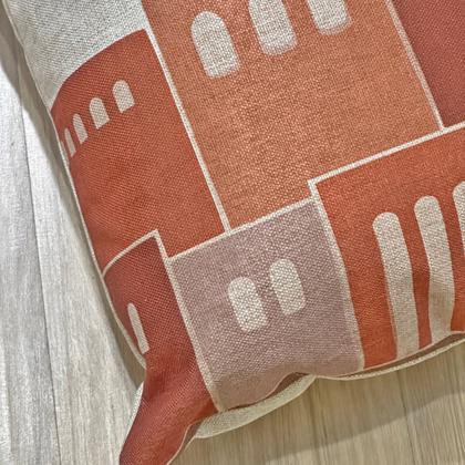 Imagem de Almofada Linho Bege Geometria Cidade Coqueiro Árabe 45x45