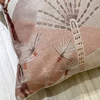 Imagem de Almofada Linho Bege Geometria Cidade Coqueiro Árabe 45x45