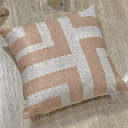 Imagem de Almofada Linho Bege Geometria Moderna Tipo Rosê 45x45 cm
