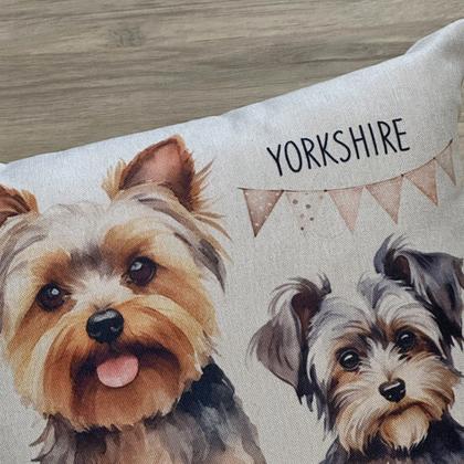Imagem de Almofada Linho Estampa Cachorro Pet Dog Cão Yorkshire 43x43