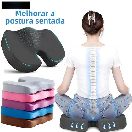 Imagem de Almofada Ortopédica de Assento com Espuma Viscoelástica em Formato de U - Alivio para Cóccix