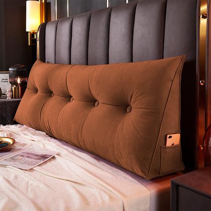 Imagem de Almofada Para Cabeceira Encosto Apoio Lombar Spot 140cm com Porta Celular Veludo - Desk Design