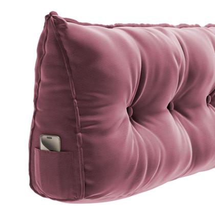 Imagem de Almofada Para Cabeceira Encosto Apoio Lombar Spot 140cm com Porta Celular Veludo - Desk Design
