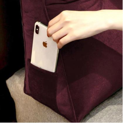 Imagem de Almofada Para Cabeceira Encosto Apoio Lombar Spot 90cm com Porta Celular Suede - Desk Design