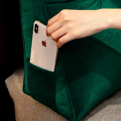 Imagem de Almofada Para Cabeceira Encosto Apoio Lombar Spot 90cm com Porta Celular Suede - Desk Design