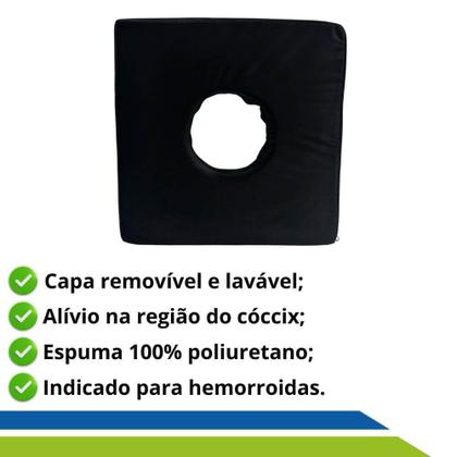 Imagem de Almofada para Hemorroidas Cóccix Próstata Cadeira de Rodas com Orifício Central UN Premium Longevitech