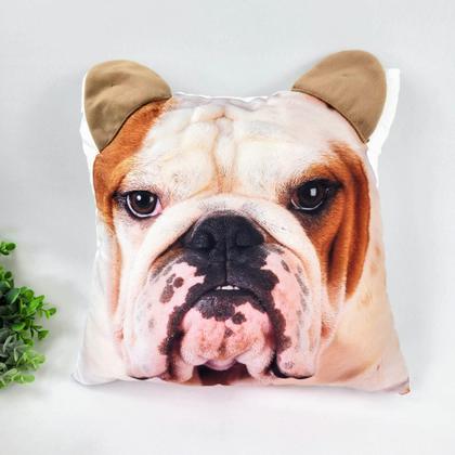 Imagem de Almofada Pet Cachorro Bulldog Branco Bege 40X40Cm Decoração