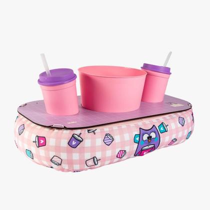 Imagem de Almofada porta pipoca dupla c copos e balde coruja bubu uatt