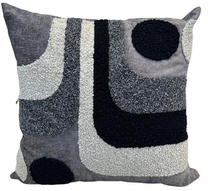 Imagem de Almofada rustica chumbo 52x52 c/aplic boucle preto 1