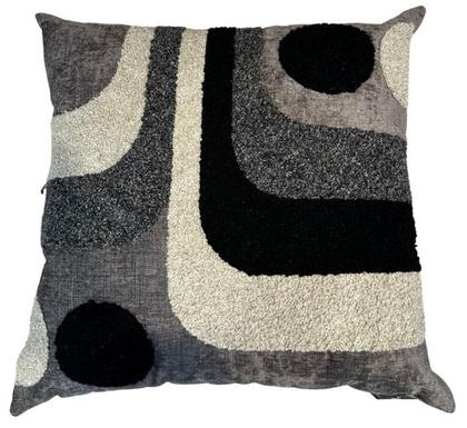 Imagem de Almofada rustica chumbo 52x52 c/aplic boucle preto 1