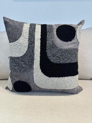 Imagem de Almofada rustica chumbo 52x52 c/aplic boucle preto 1