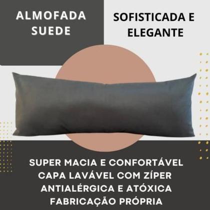 Imagem de Almofada Suede Veludo Baguete Rim Para Sofá Retrátil Cama Poltrona Travesseiro Xuxão Cabeceira 80x20 CINZA