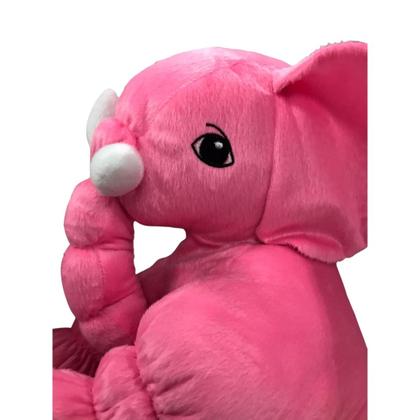 Imagem de Almofada Travesseiro Elefante Bebê Dormir Pelúcia Rosa 62cm 