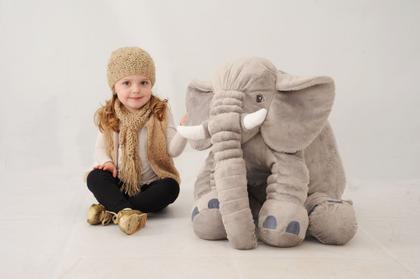 Imagem de Almofada Travesseiro Elefante Pelúcia Dormir Cinza 67cm Decoração Soninho Mamãe Bebê