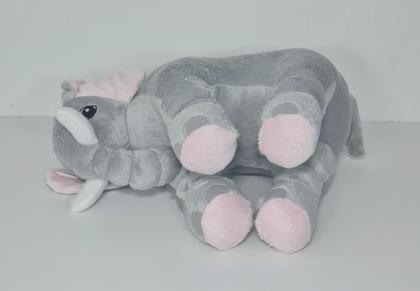 Imagem de Almofada Travesseiro Elefante Pelúcia Para Bebê Cinza Com Rosa 50 Cm