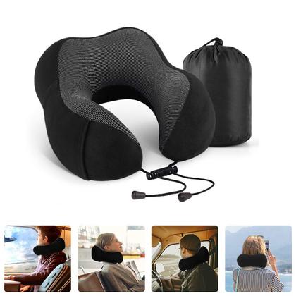 Imagem de Almofada Travesseiro Pescoço Viagem Fecho Ajustável Cor:rosa