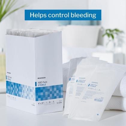 Imagem de Almofadas ABD estéreis McKesson, 20x25 cm, 48 unidades, tratamento de feridas