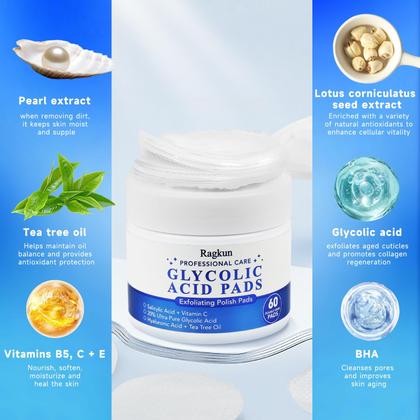 Imagem de Almofadas esfoliantes Ácido glicólico Ragkun com ácido salicílico 70 pastilhas