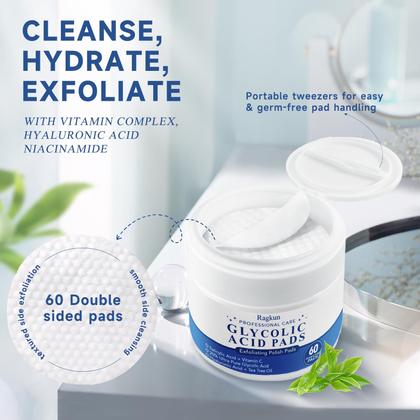 Imagem de Almofadas esfoliantes Ácido glicólico Ragkun com ácido salicílico 70 pastilhas