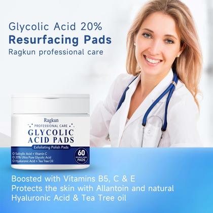 Imagem de Almofadas esfoliantes Ácido glicólico Ragkun com ácido salicílico 70 pastilhas