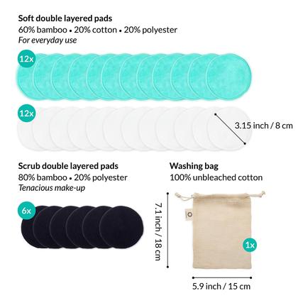 Almofadas Reutilizáveis de Maquiagem 30-Pack Rodadas de algodão ecológicas e de desperdício zero Produtos de Beleza Almofadas Faciais Naturais e Orgânicas com Saco de Roupa Suave para todos os tipos de pele Toalhetes de Bambu para Limpeza - ODOXIA Imagem de Almofadas Reutilizáveis de Maquiagem 30-Pack Rodadas de algodão ecológicas e de desperdício zero Produtos de Beleza Almofadas Faciais Naturais e Orgânicas com Saco de Roupa Suave para todos os tipos de pele Toalhetes de Bambu para Limpeza