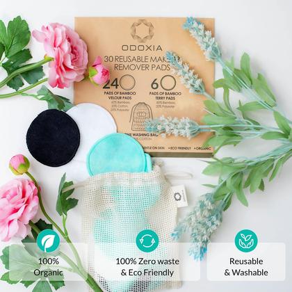 Almofadas Reutilizáveis de Maquiagem 30-Pack Rodadas de algodão ecológicas e de desperdício zero Produtos de Beleza Almofadas Faciais Naturais e Orgânicas com Saco de Roupa Suave para todos os tipos de pele Toalhetes de Bambu para Limpeza - ODOXIA Imagem de Almofadas Reutilizáveis de Maquiagem 30-Pack Rodadas de algodão ecológicas e de desperdício zero Produtos de Beleza Almofadas Faciais Naturais e Orgânicas com Saco de Roupa Suave para todos os tipos de pele Toalhetes de Bambu para Limpeza