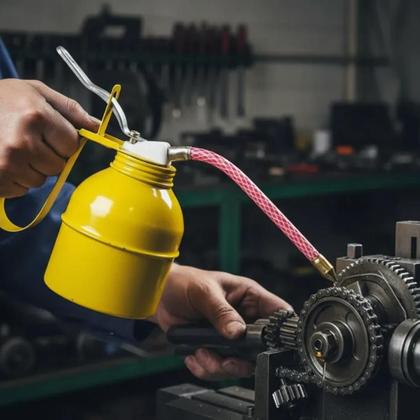 Imagem de Almotolia Bomba de Óleo Manual Frasco Lubrificante Profissional Casa Oficina Manutenção Máquinas Durável Prático 300ml