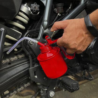 Imagem de Almotolia Metálica Bico Bomba Óleo Graxa Lubrificante 425 Ml