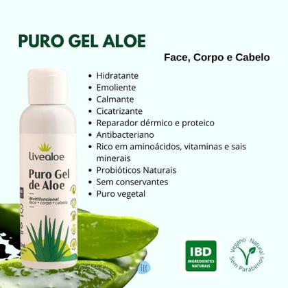 Imagem de Aloe Vera Puro Gel De Aloe 60ml Livealoe Babosa Orgânico