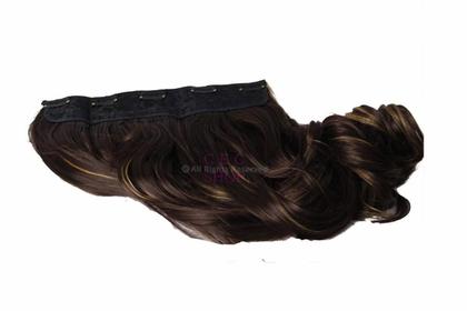 Imagem de Alongamento Aplique Tic Tac Ondulado Castanho Com Luzes