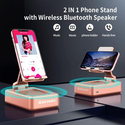 Imagem de Alto-falante Bluetooth com suporte para telefone JTEMAN Portable Rose Gold