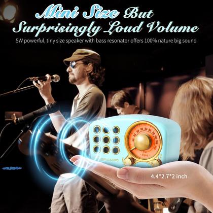 Imagem de Alto-falante Bluetooth Greadio Retro Vintage Radio FM azul