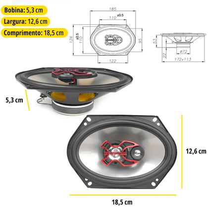 Imagem de Alto Falante Bravox 5x7 Polegadas Triaxial 100w B3x57x Par C Cor:B3X57X