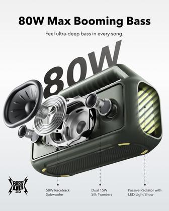 soundcore Boom 2　2台セット Alto-falante externo Soundcore Boom 2 80W com subwoofer IPX7
