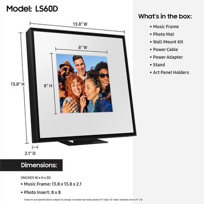 Imagem de Alto-falante inteligente SAMSUNG LS60D Music Frame com áudio Dolby Atmos